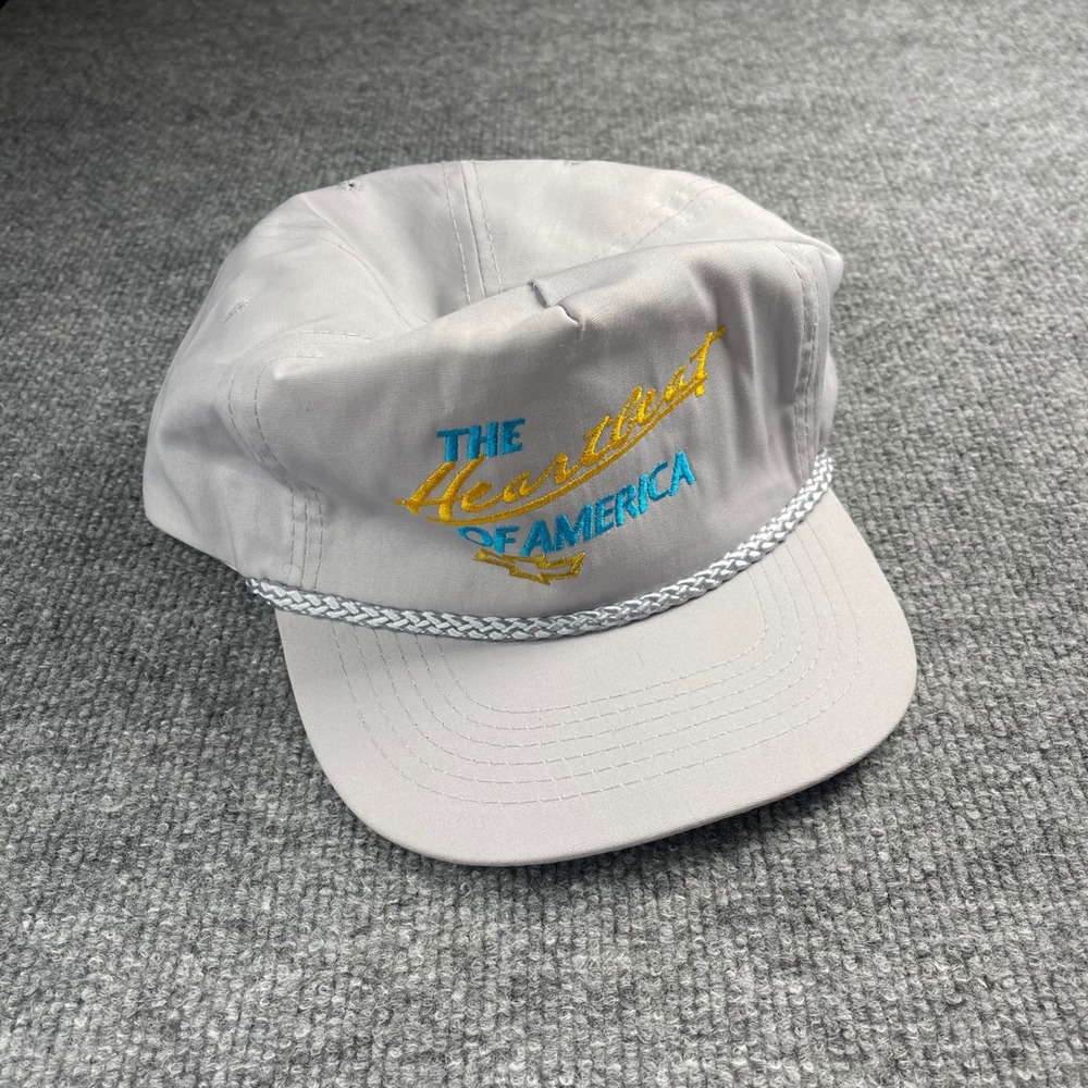 Vintage KC Chevrolet The Heartbeat of America Snapback Hat Gray Rope Cap OSFA